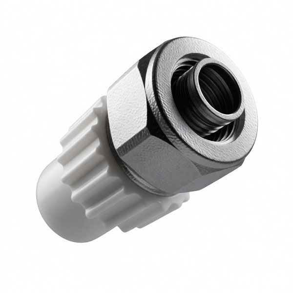 Ниппель PP-R комбинированный серый Дн 20-16 для соединения PPR-PE труб VALFEX