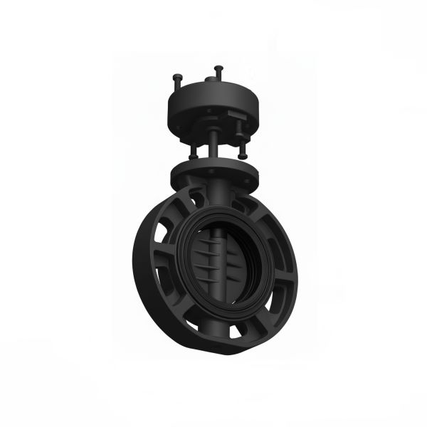 Затвор поворотный ПВХ промышленного применения Ду-110 под привод COMER BUT10110MKPVC