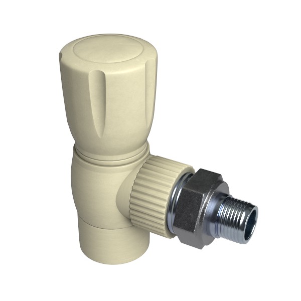 Кран PP-R Дн 20-1/2 СВ-НР угловой для радиатора серый Pro Aqua PA42108G