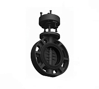 Затвор поворотный ПВХ промышленного применения Ду-110 под привод COMER BUT10110MKPVC